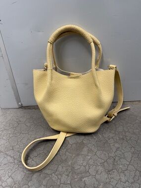 Yellow Textured Tote Bag with Wrapped Handles